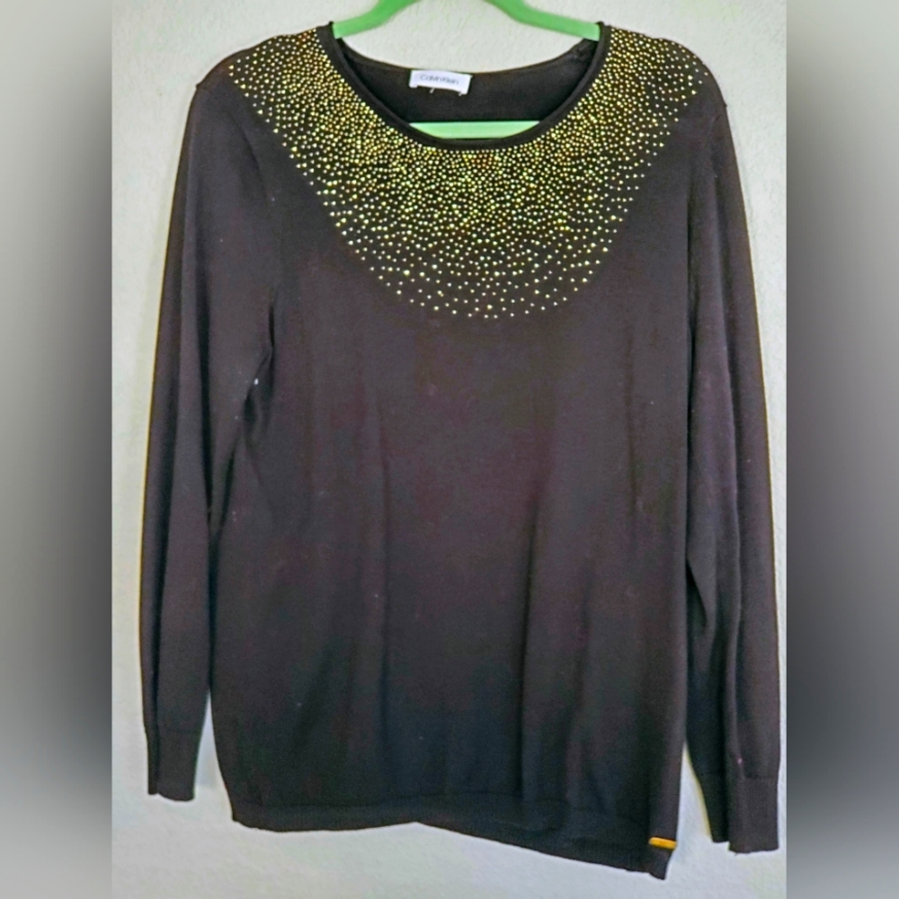 Calvin Klein Black Sweater with Gold Sparkly accents